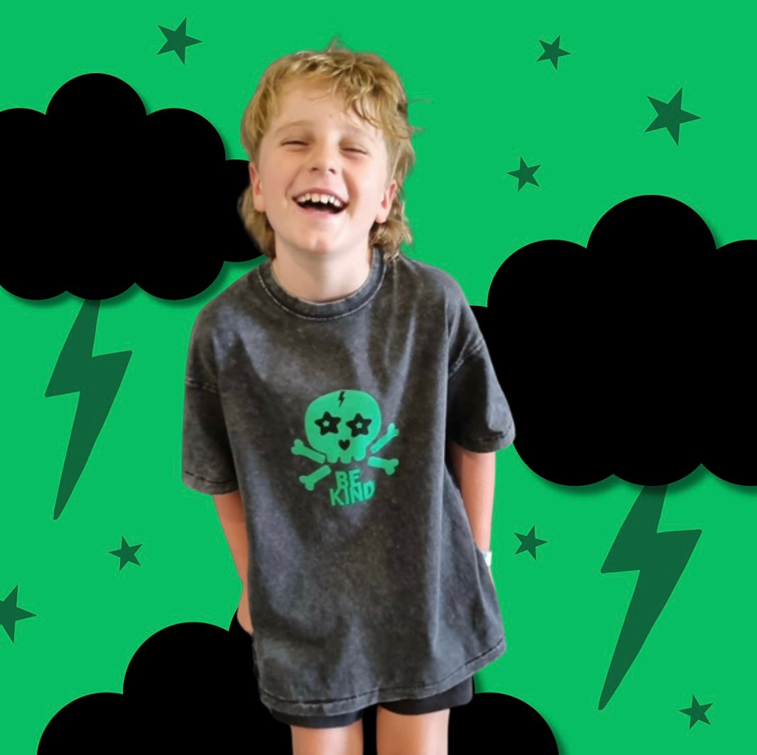 Be Kind • Green Skull • Kids Tee