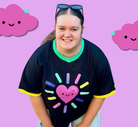 Rainbow Happy Heart • V Neck Tshirt