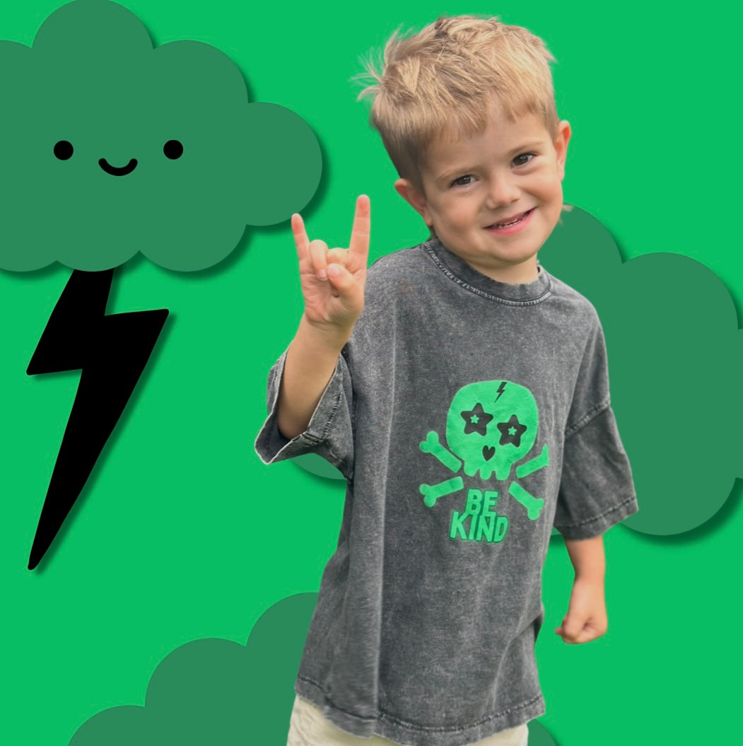 Be Kind • Green Skull • Kids Tee